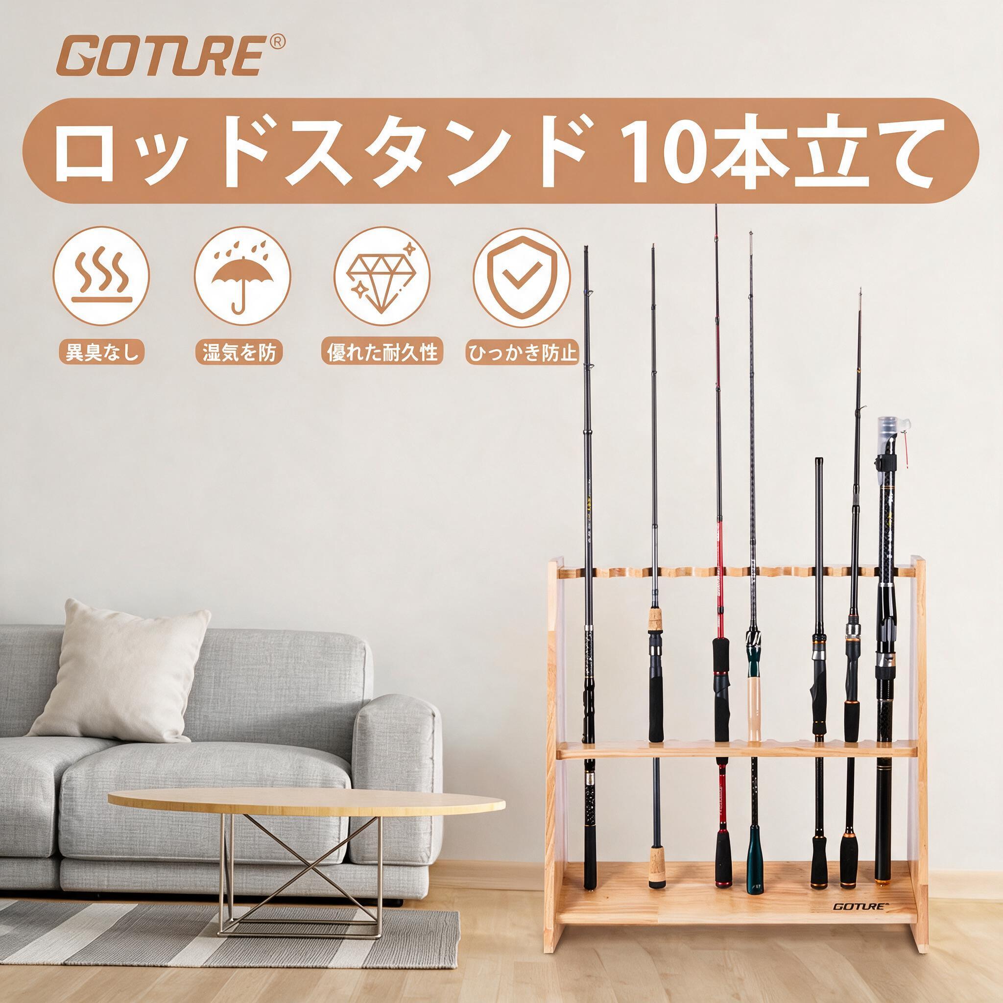 Fishing Rod Rack - Goture Drewniane Uchwyty na Wędki do