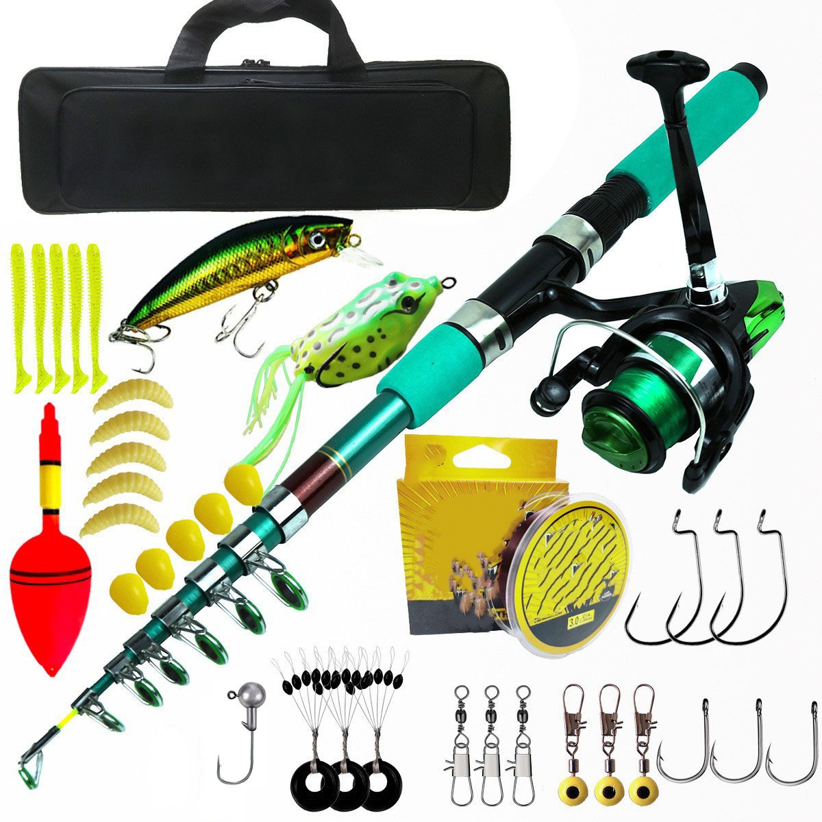 Fishing Rod Combo - Przenośny Ultralekki Karpiowy Teleskopowy Zestaw Wędka